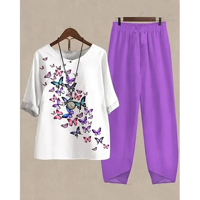 Women's Bolero Top Printing Daily White Print Half Sleeve Fashion Crew Neck Loose Fit Spring