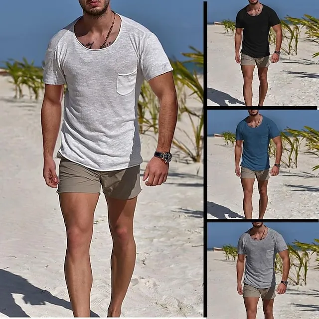 Men's T shirt Tee Plain Crew Neck Casual Holiday Short Sleeve Clothing Apparel 100% Cotton Sports Fashion Lightweight Muscle