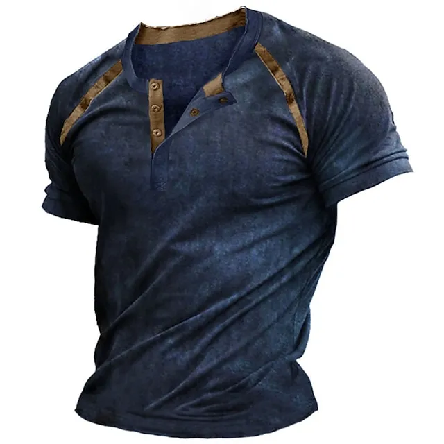 Men's T shirt Tee Henley Shirt Raglan T Shirt Graphic Color Block Henley Street Casual Short Sleeve Button-Down Clothing Apparel Fashion Basic Classic Comfortable